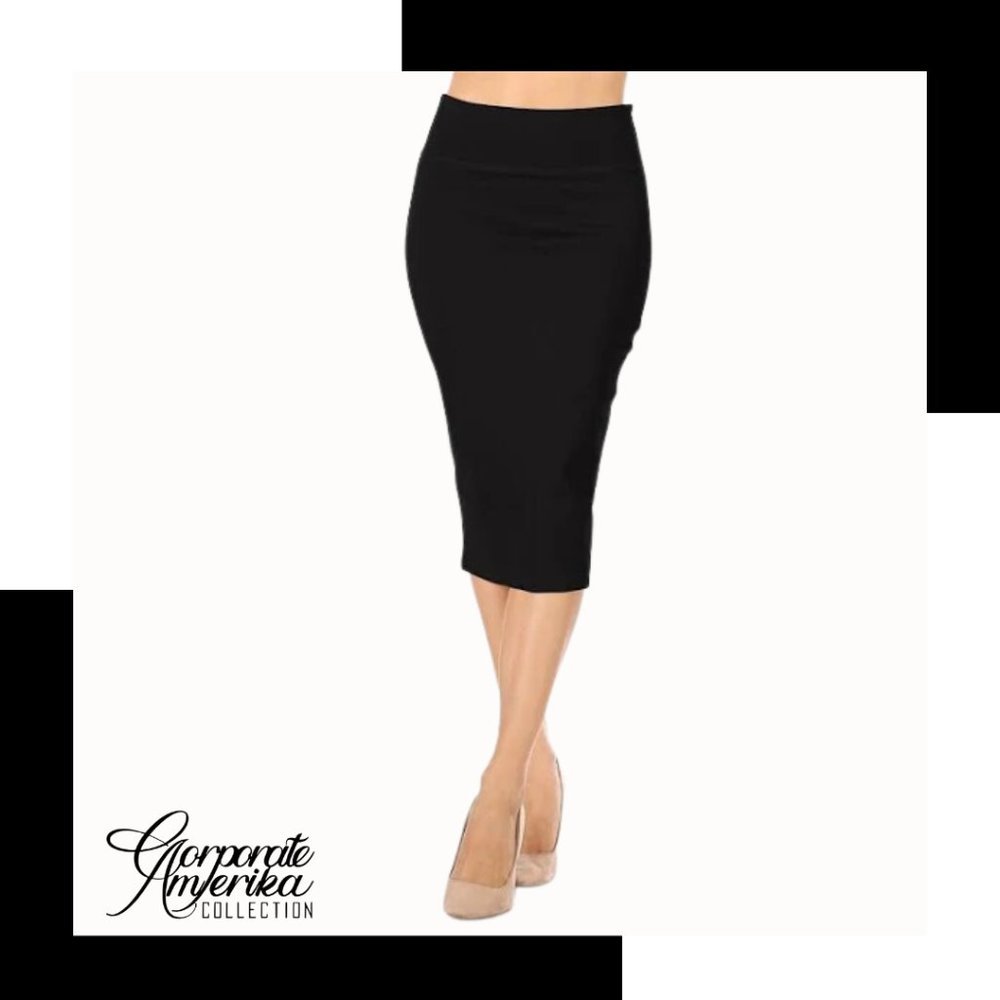 Fitted Pencil Midi Skirt - Picture 3 of 3